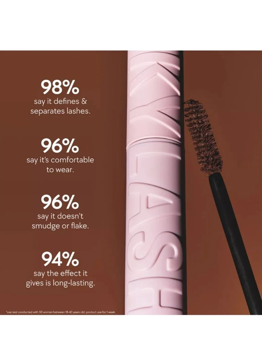 KYLIE COSMETICS KYLASH MINI VOLUME MASCARA IN BROWN.